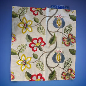Embroidered Colefax   Fowler Fabric Sample Floral 27"x28.5" orig.  210 yd.